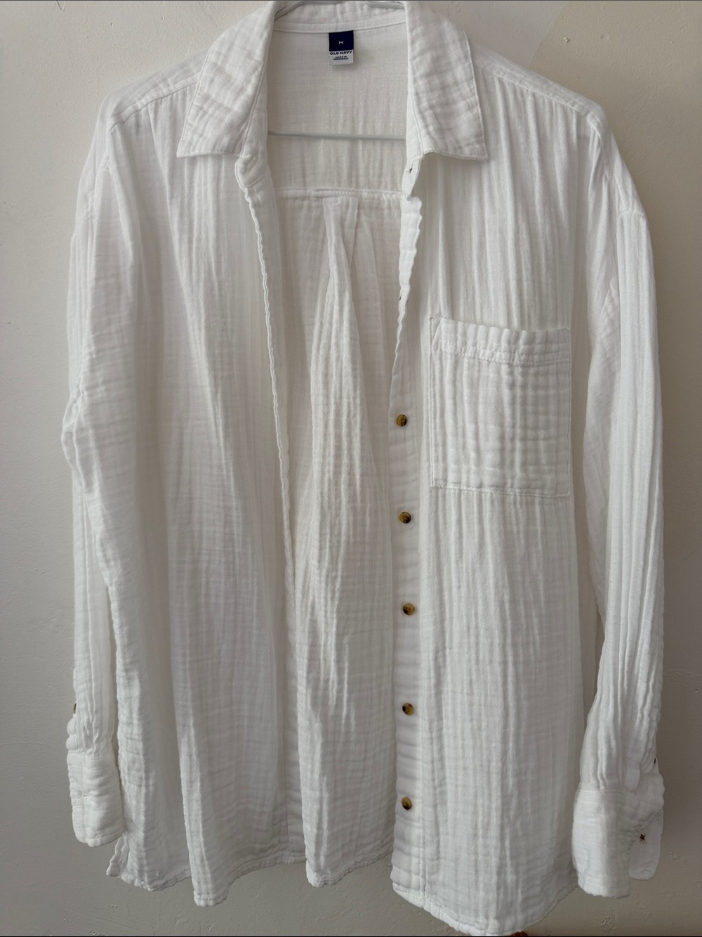 Old Navy White Women’s Cotton Gauze Button-Down Shirt